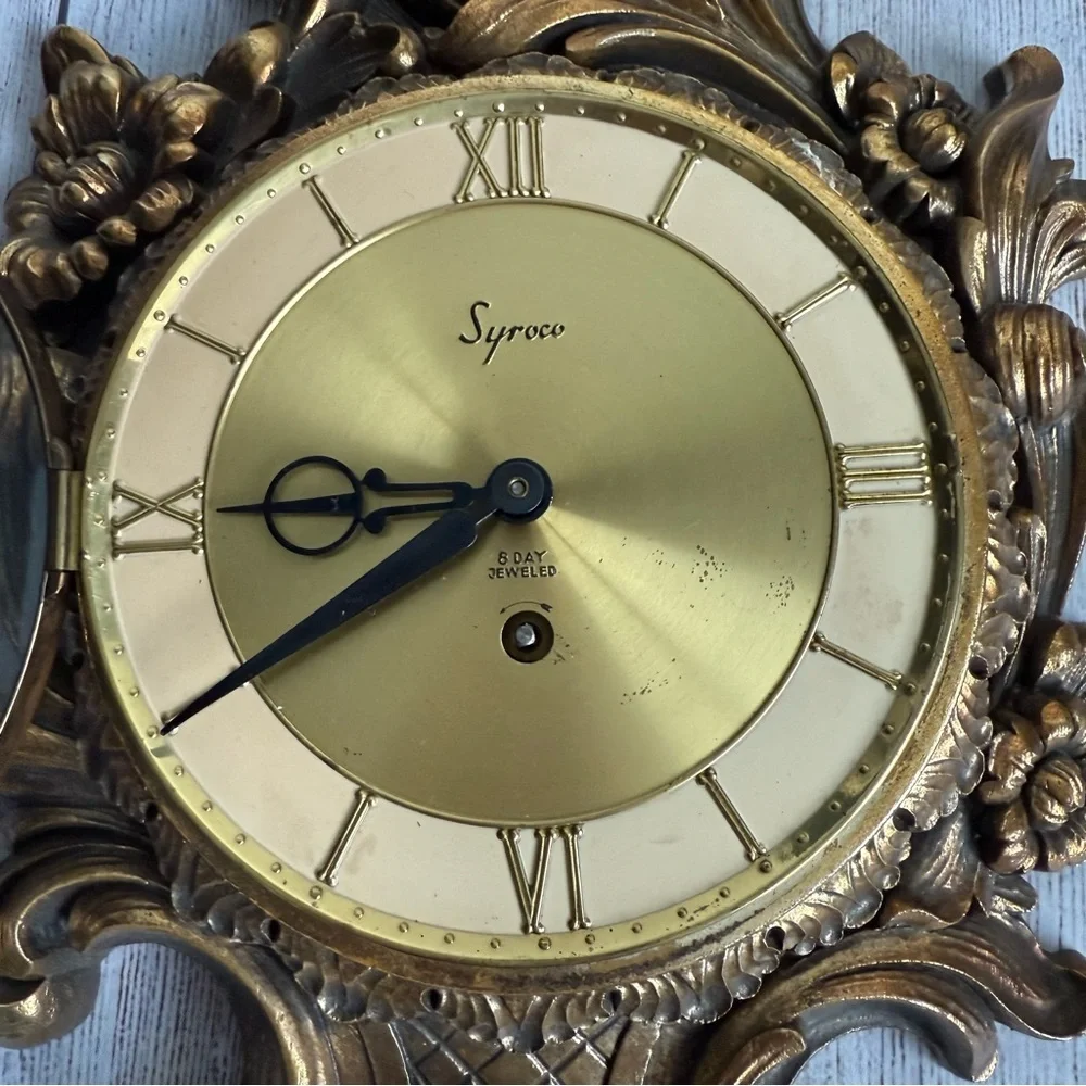 SYROCO Mid-century Modern Wall Clock Vintage Gold